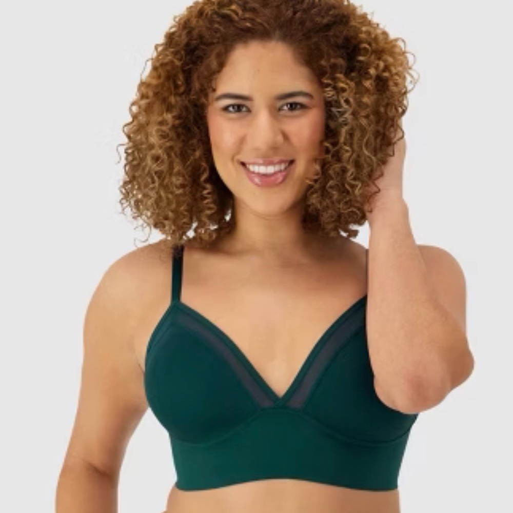 Maidenform Mesh Trim Basically Sexy Triangle Bralette Bra Sz L NWT Evergreen‎